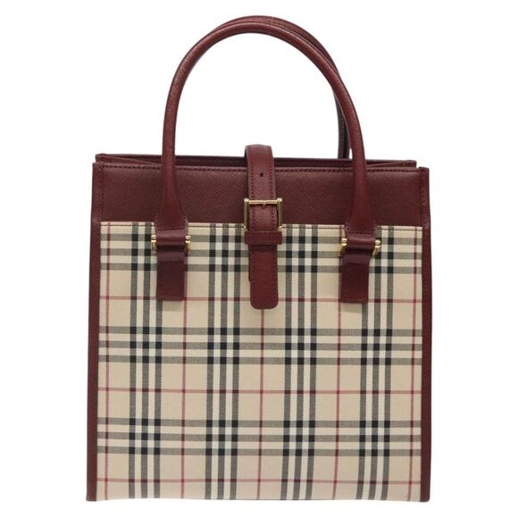 Burberry Nova Check Beige Canvas Handbag (Pre-Owned) - Picture 1 of 16